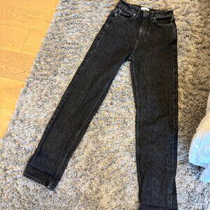 GANNI High Waist Black Straight Leg Jeans